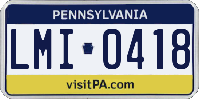 PA license plate LMI0418