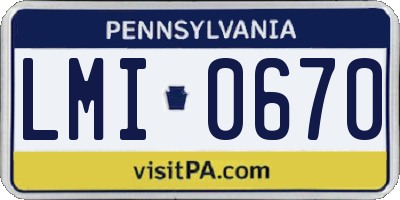 PA license plate LMI0670