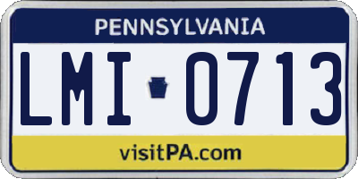 PA license plate LMI0713