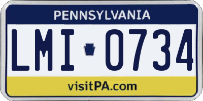 PA license plate LMI0734