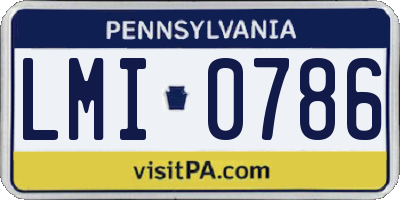 PA license plate LMI0786