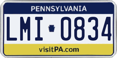 PA license plate LMI0834