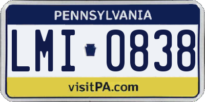 PA license plate LMI0838