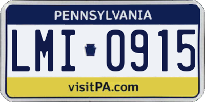 PA license plate LMI0915