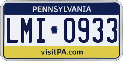 PA license plate LMI0933