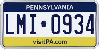 PA license plate LMI0934