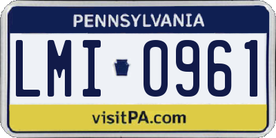 PA license plate LMI0961