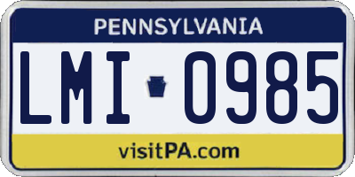 PA license plate LMI0985