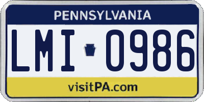 PA license plate LMI0986