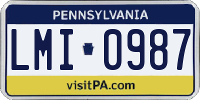 PA license plate LMI0987