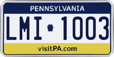 PA license plate LMI1003