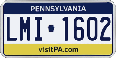PA license plate LMI1602