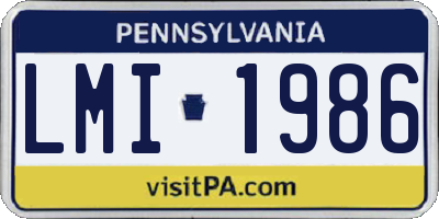 PA license plate LMI1986