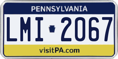 PA license plate LMI2067