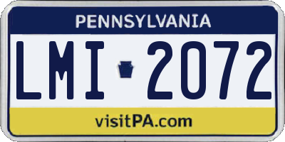 PA license plate LMI2072