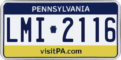 PA license plate LMI2116