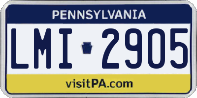 PA license plate LMI2905