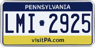 PA license plate LMI2925
