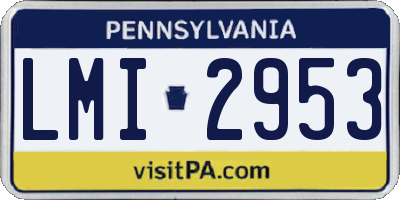 PA license plate LMI2953
