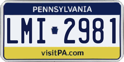 PA license plate LMI2981