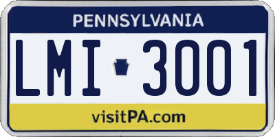 PA license plate LMI3001