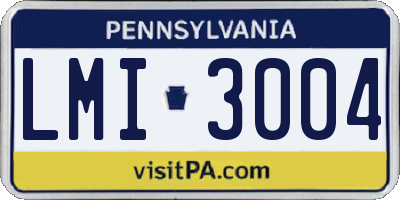 PA license plate LMI3004