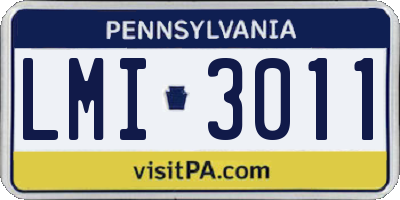 PA license plate LMI3011