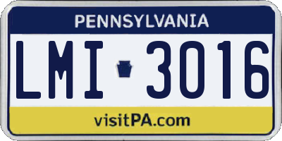 PA license plate LMI3016