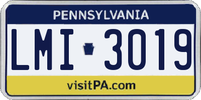 PA license plate LMI3019