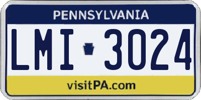 PA license plate LMI3024