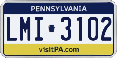 PA license plate LMI3102