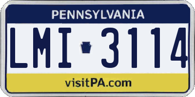 PA license plate LMI3114