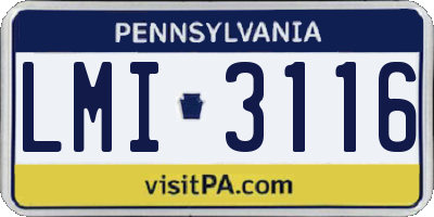 PA license plate LMI3116