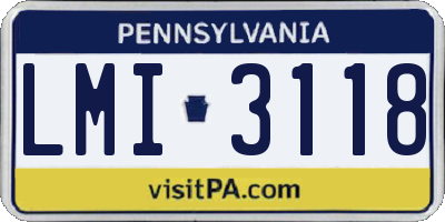 PA license plate LMI3118