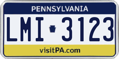 PA license plate LMI3123