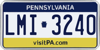 PA license plate LMI3240