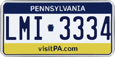 PA license plate LMI3334