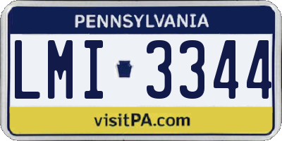 PA license plate LMI3344