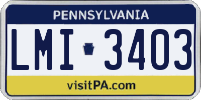 PA license plate LMI3403