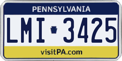 PA license plate LMI3425