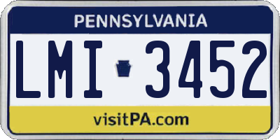 PA license plate LMI3452