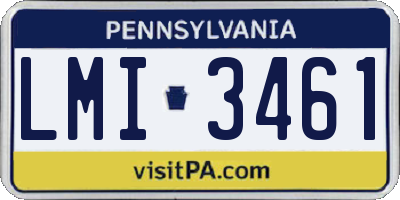 PA license plate LMI3461