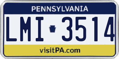 PA license plate LMI3514