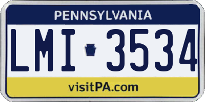 PA license plate LMI3534