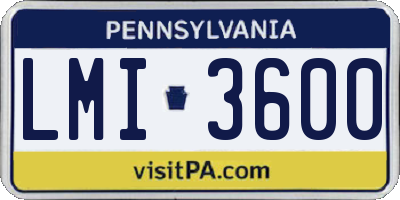 PA license plate LMI3600
