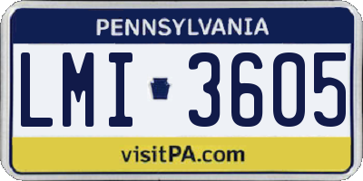 PA license plate LMI3605