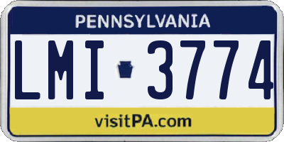 PA license plate LMI3774