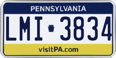 PA license plate LMI3834