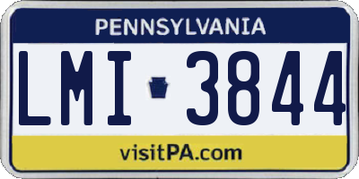 PA license plate LMI3844