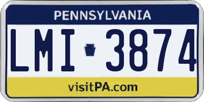 PA license plate LMI3874